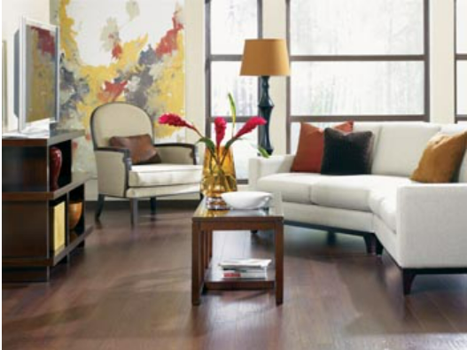 Laminate floor by Floor Trader in living room setting